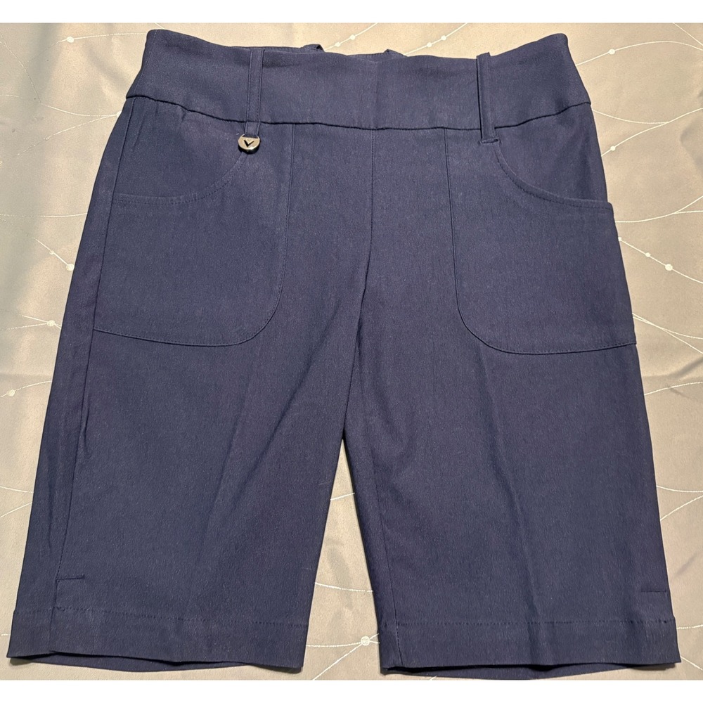Callaway Womens Navy Blue Golf Shorts Stretch Pull On Bermuda Size XS SU24452